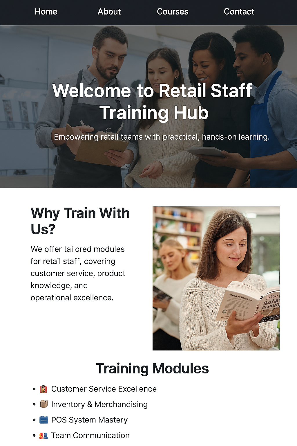 Retail staff reading